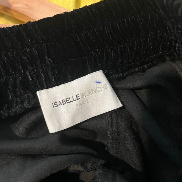 Isabelle Blanche Black Velvet Blue Side-Stripe Track Pants Women's Size XS - Picture 5 of 7